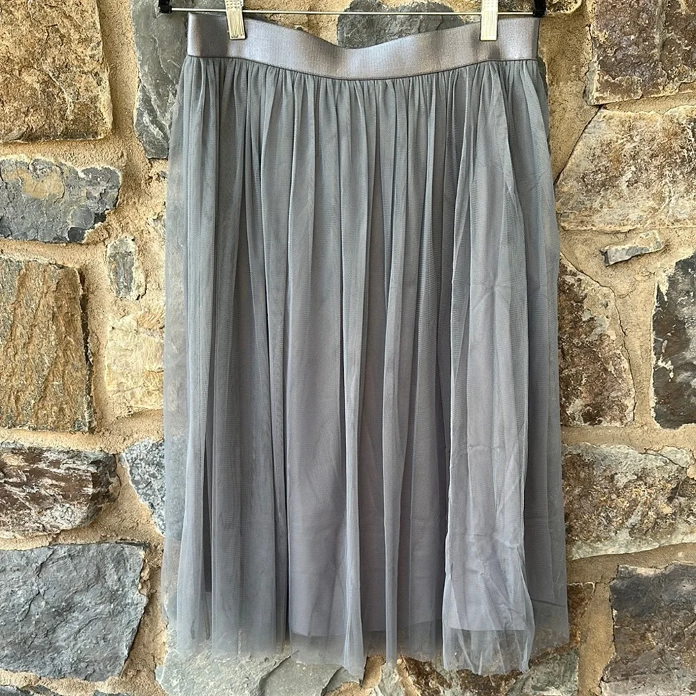 Reiss Crystal Pleated Tulle Midi Skirt size